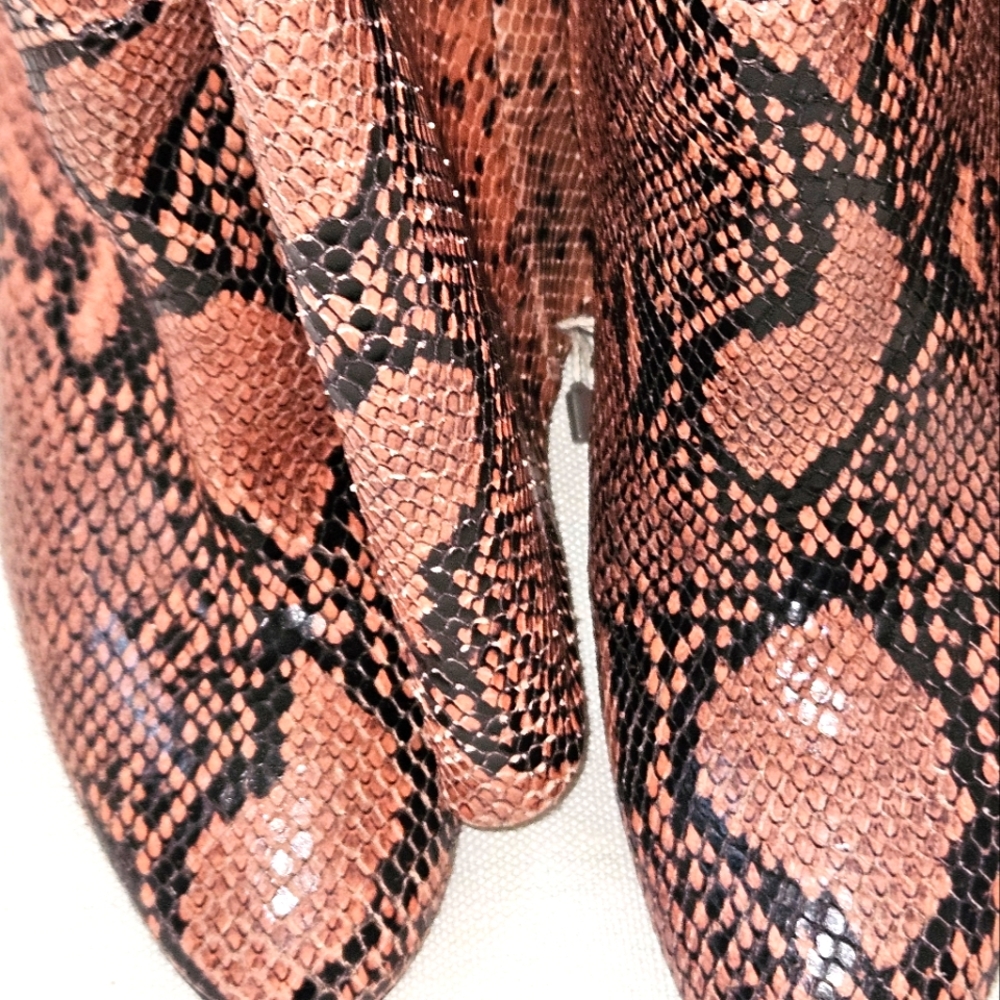 Twinset Pink Snakeskin Print Leather Boots Size 40